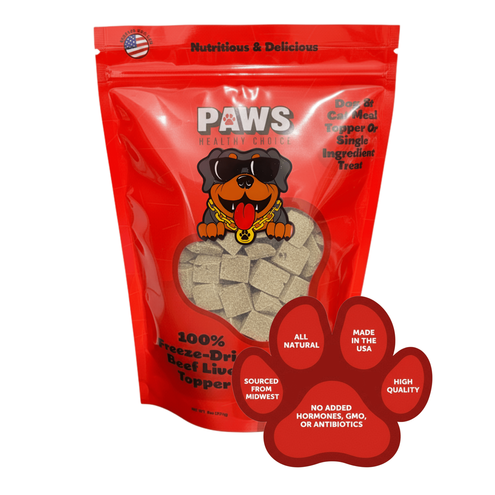 100% Beef Liver Dog Topper (Freeze - Dried, 8oz) - Paws Healthy Choice