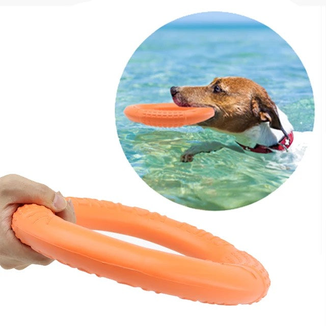 Dog Flying Disk - Floating Water Pet Training ring - Orange - Size: 11-inch