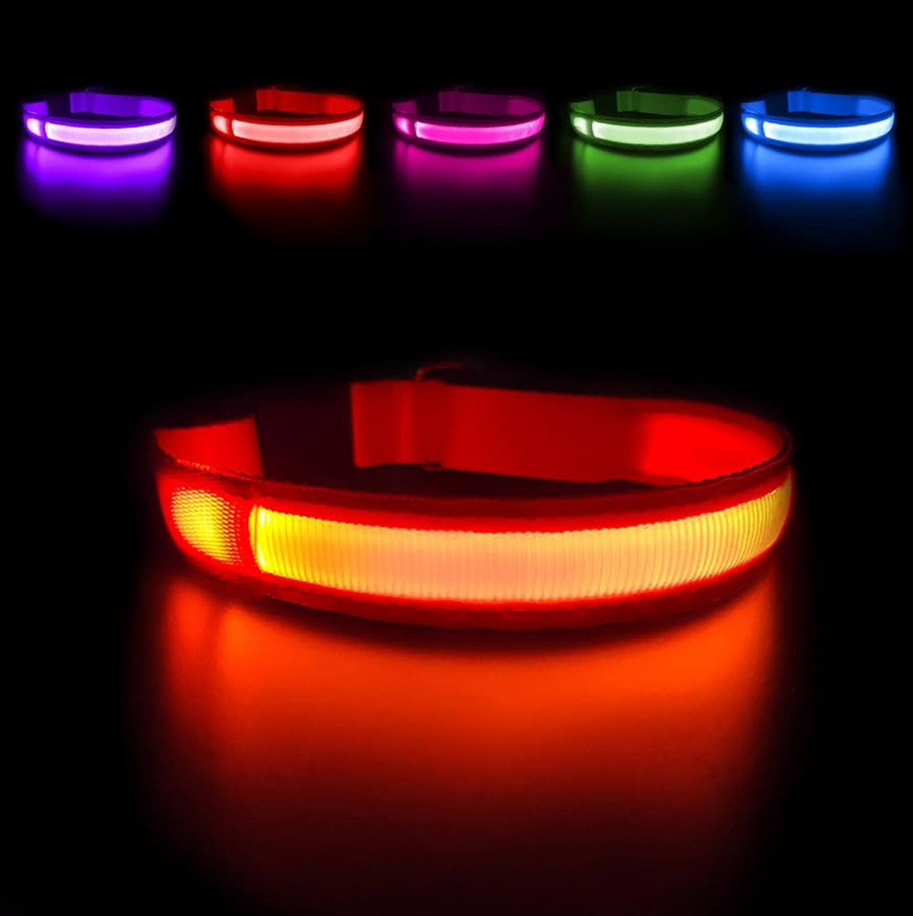 LED Glowing Dog Collar - NECK Size: (XL 16 - 24in) - ORANGE