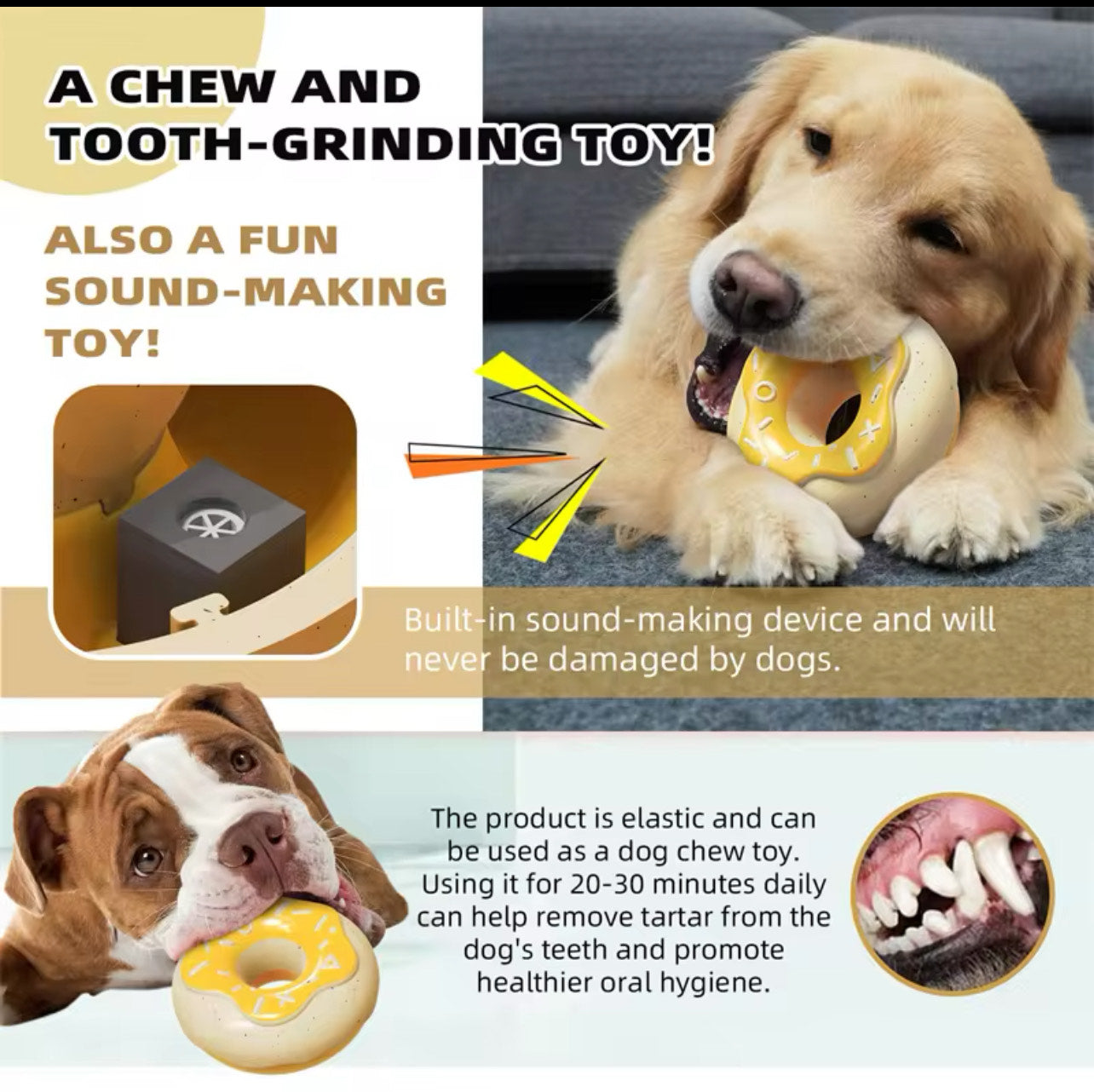 Chew Donut Toy Teeth Cleaning - Yellow