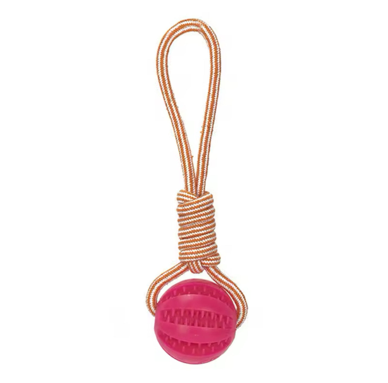 Dog Ball Toy with Rope - Pink