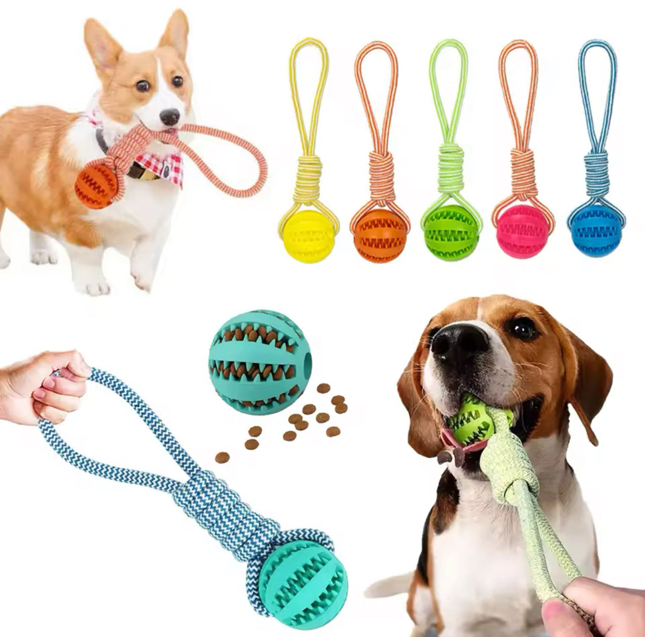 Dog Ball Toy with Rope - Pink