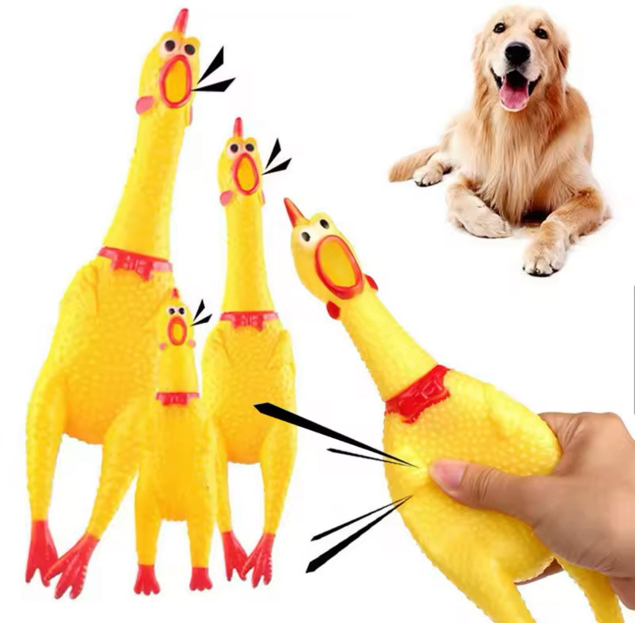 Squeak Dog Toy Screaming Chicken Sound Chew Toy - Size Large - 16 inch