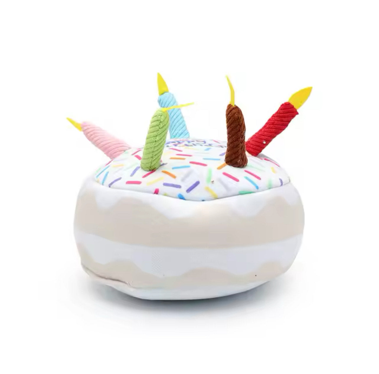 Birthday White Cake Sprinkles Candles Plush Dog Toy