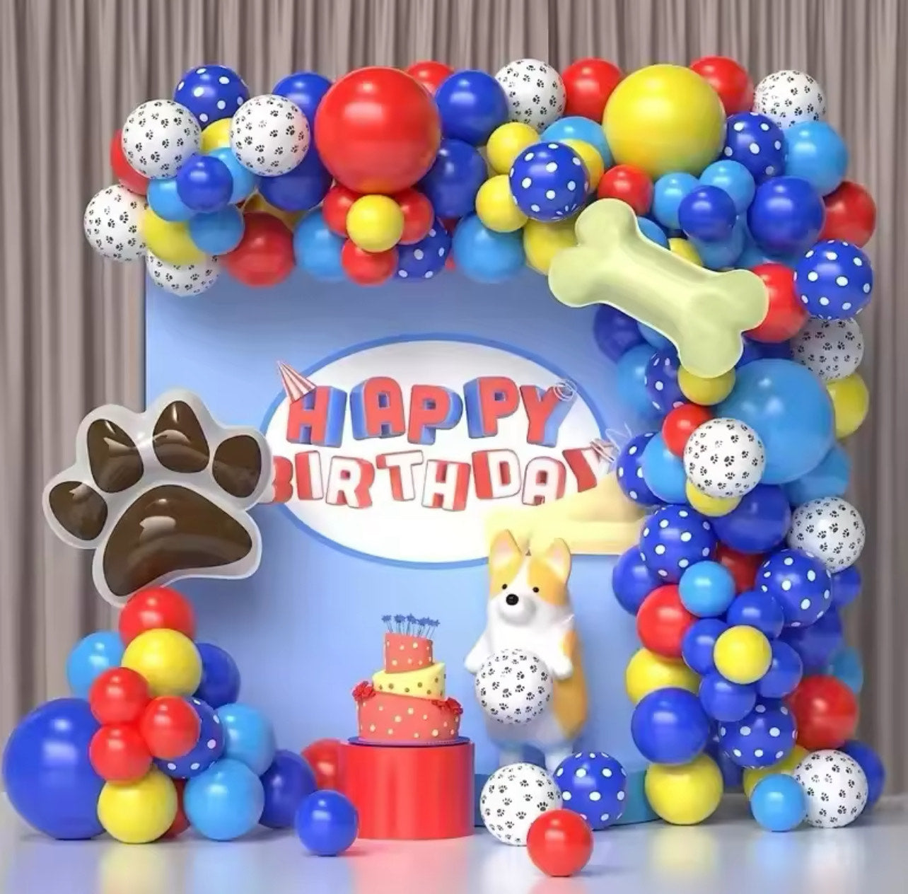 Birthday Dog Paw Balloon Wreath Set