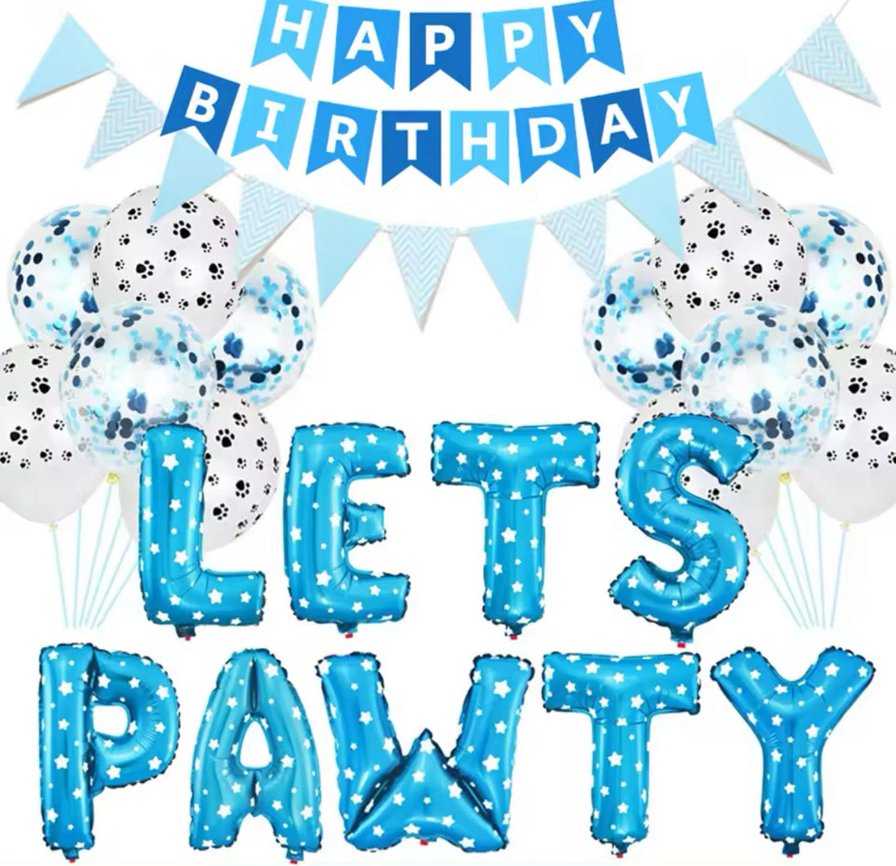 Birthday Pawty Balloon, Happy Birthday Banner, Pet Party Decoration Balloon Set - Balloon Size 16 INCH