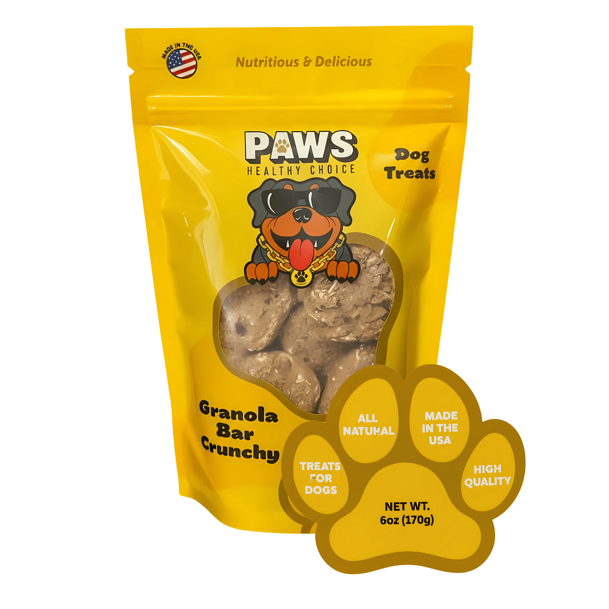 Crunchy Granola Bar Dog Treats (6oz) - Paws Healthy Choice