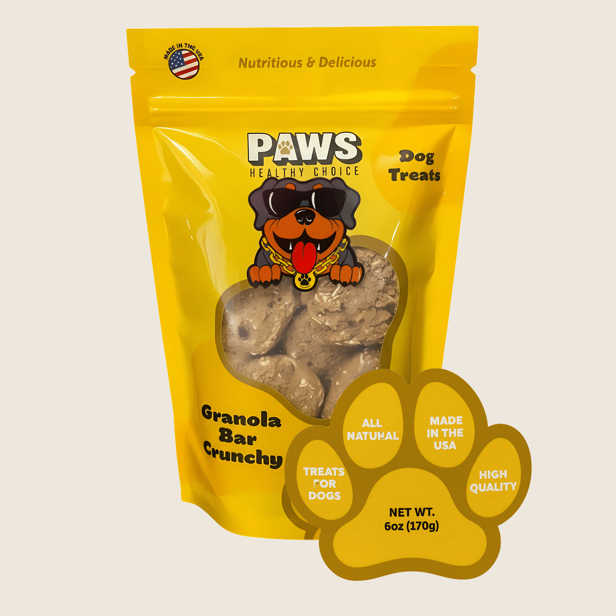 Crunchy Granola Bar Dog Treats (6oz) - Paws Healthy Choice